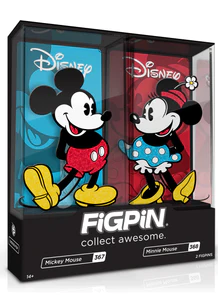 FiGPiN DiSNEY MiCKEY MOUSE & MiNNiE MOUSE GLiTTER 2-PACK #367 & #368 ECCC EXCLUSiVE