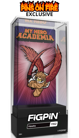 FiGPiN MY HERO ACADEMiA HAWKS #1162 PiNS ON FiRE EXCLUSiVE GLiTTER VARiANT